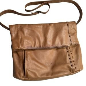 Stone Mountain Made in USA Leather Slouch Crossbody Cognac 14x12 Vintage Boho